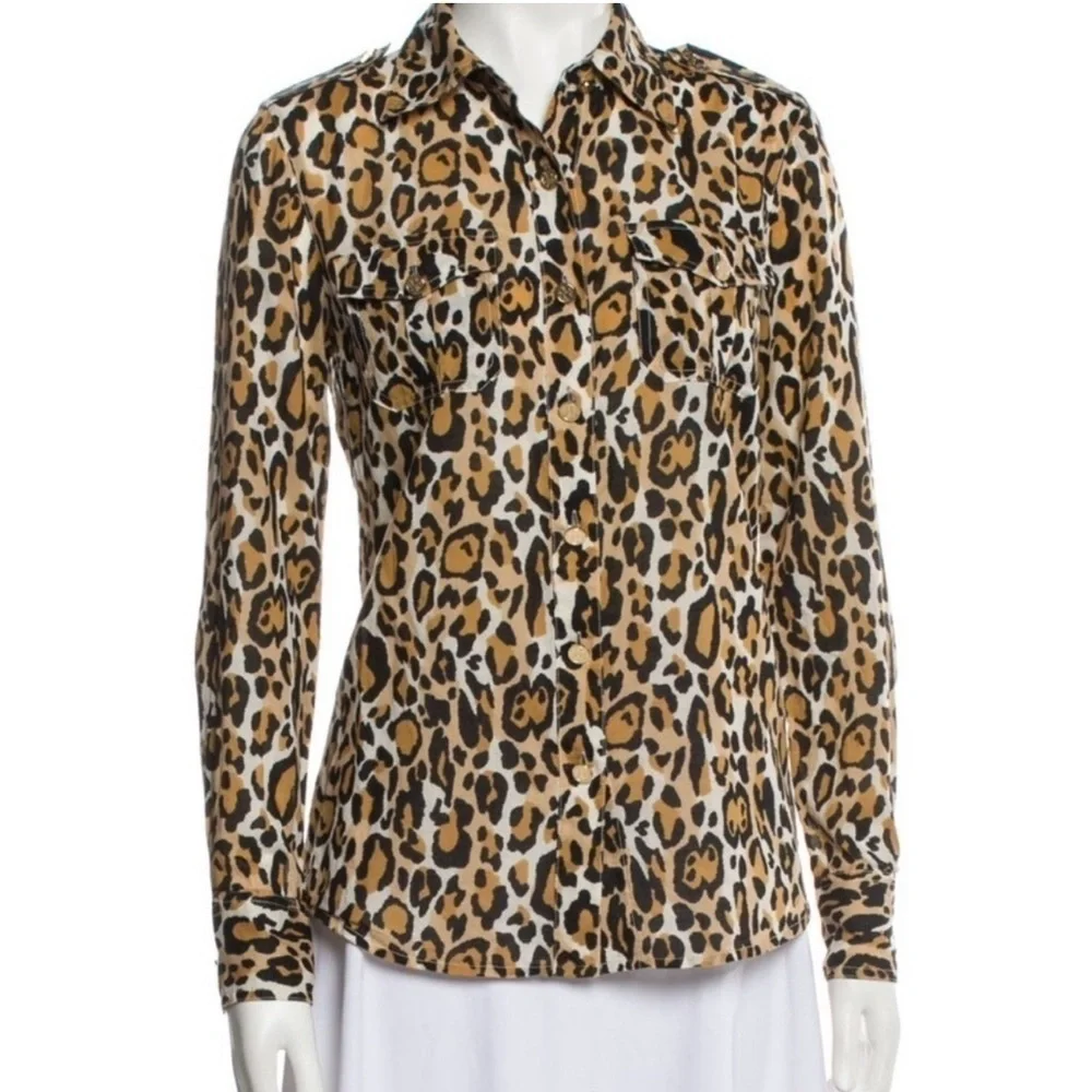 Tory Burch leopard print shirt Sz2